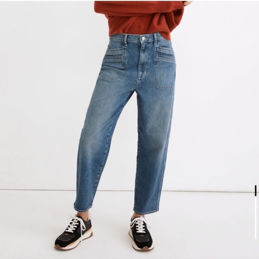 Madewell Rivet & Thread High Rise Straight Leg Utility Jeans Blue Denim 29